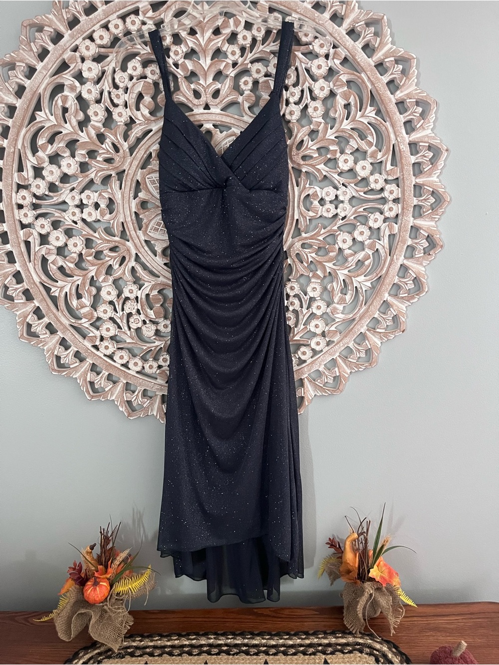 Trixxi Black Sparkle Strapless-Style Evening Dress